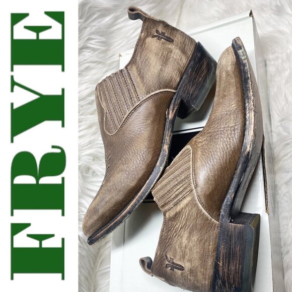 FRYE Billy Urban Cowboy Shootie Leather Slip On Charcoal Brown Gray, Size 6.5 - Picture 6 of 15